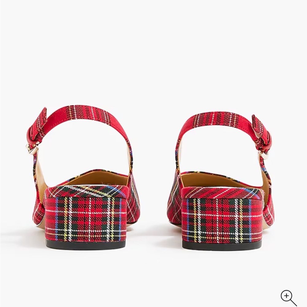 J Crew Tartan Plaid Sling-backs with Black Cap Toe- Sz 8.5 - Picture 5 of 6